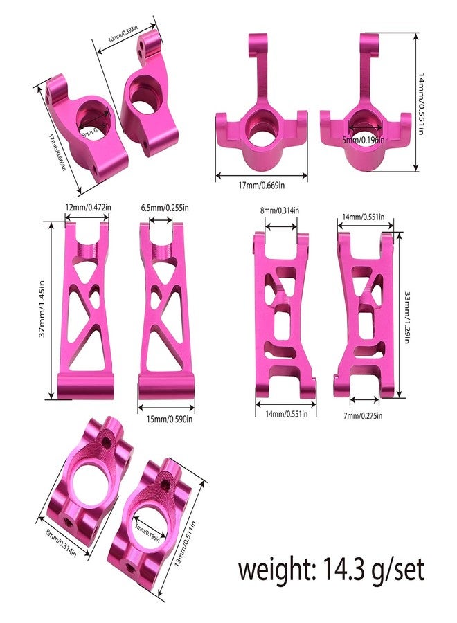 FACCNOY Metal Steering Knuckles C Hubs Suspension Arms CVD Shaft for 1/24 Losi Micro b Rc Car 2WD Buggy Chassis Plate Linkage Upgrades (Set 1 Pink) - Image 2